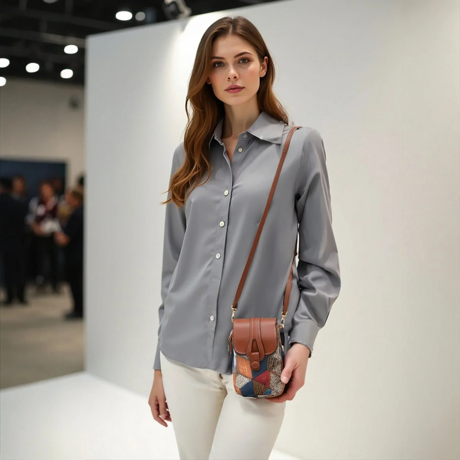 Retro Fashion Phone Purse PU Multi-Layer Simple Stylish Coin Wallet Crossbody Bag Trendy Shoulder Bag for Women R251110