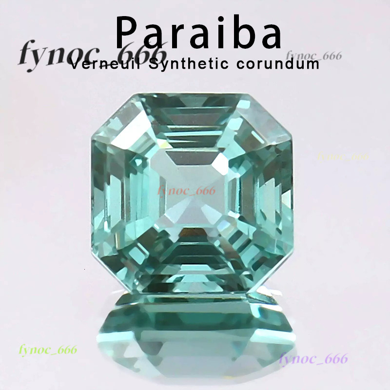 Paraiba Asscher Cut Synthetic Corundum Artificial Gemstone Jewelry Main Stone Synthetic Blue Loose Stone Faceted