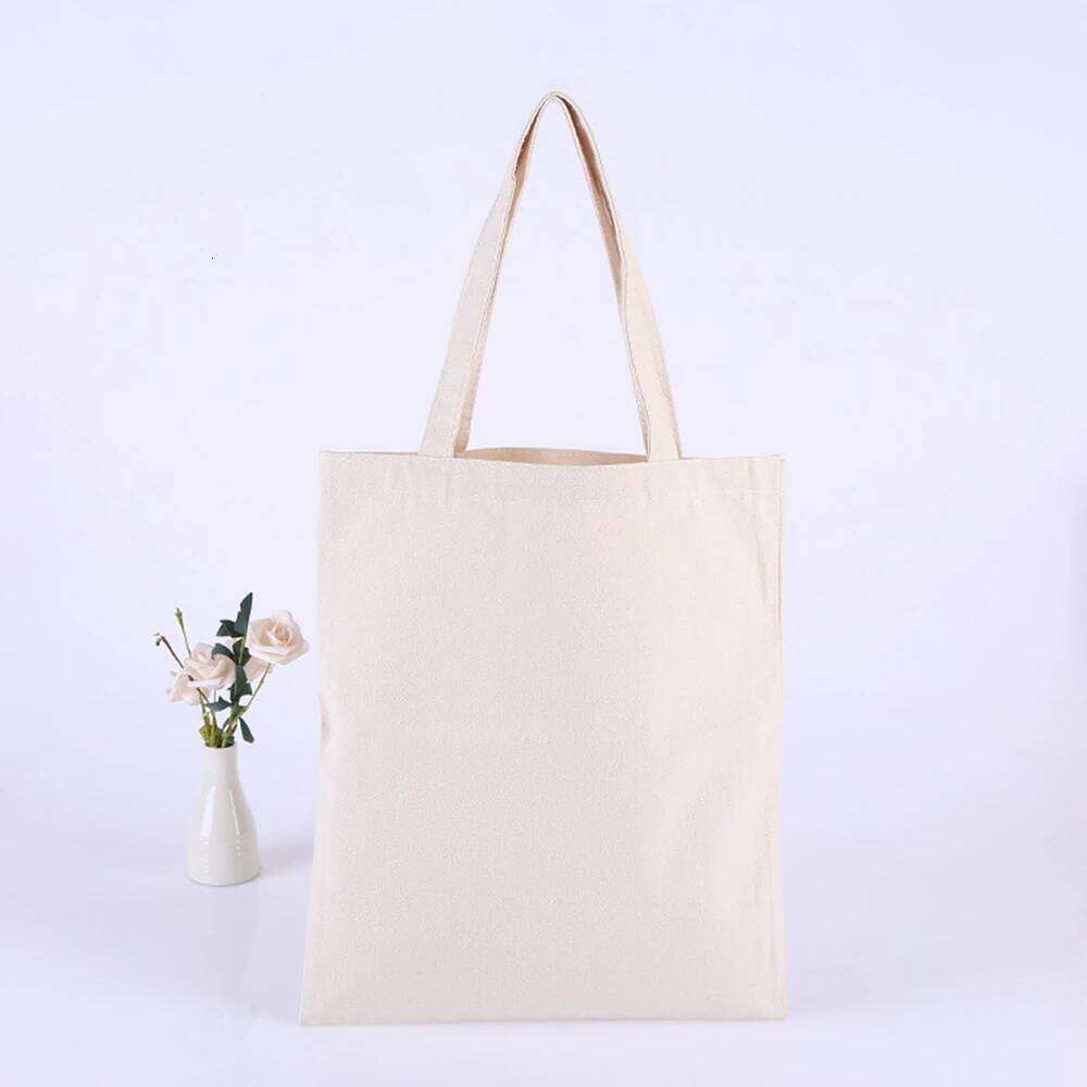 10 Pcs Canvas Tote Eco-Friendly Shopping Handbags Women Fashionable Shoulder Bags For Students Book Storage Packaging