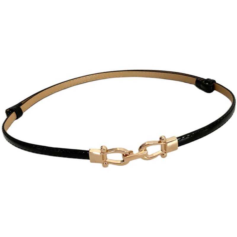 1 piece of fashionable womens adjustable thin synthetic leather strap suitable for tattoos tight jackets dresses belts metal hook buckle belts X250410