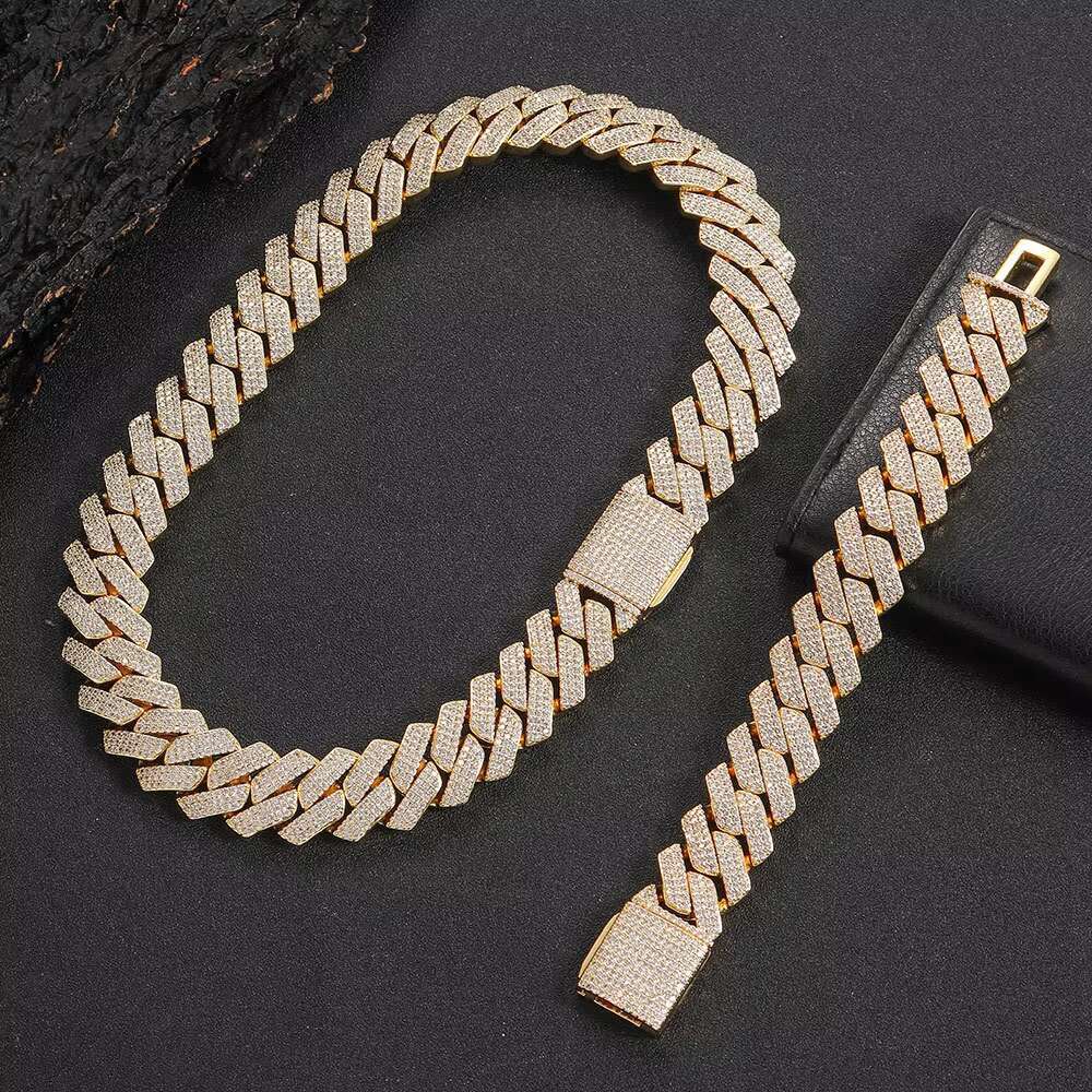 Hip Hop 20mm Diamond Shaped Cuban Chain 925 Silver Necklace Brand Personality Moissanite