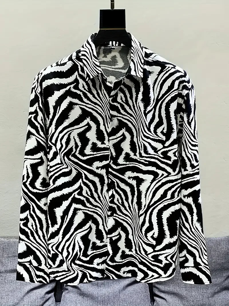 Long Sleeve Shirt Mens Black Series 3D Printed Fashion Casual Business Shirt Mens And Womens Oversized Breathable Lapel Shirt 250408