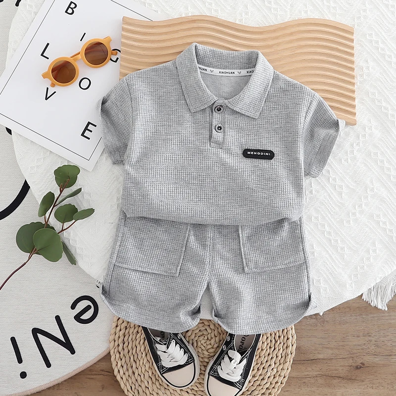 Boys suit 0-5 years old childrens short sleeved polo shirt casual shorts two-piece set comfortable clothing 250409