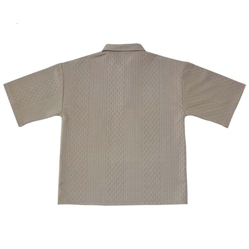 Spring/Summer Mens Casual Pants Flip Collar Jacquard Knitted Top Large Set