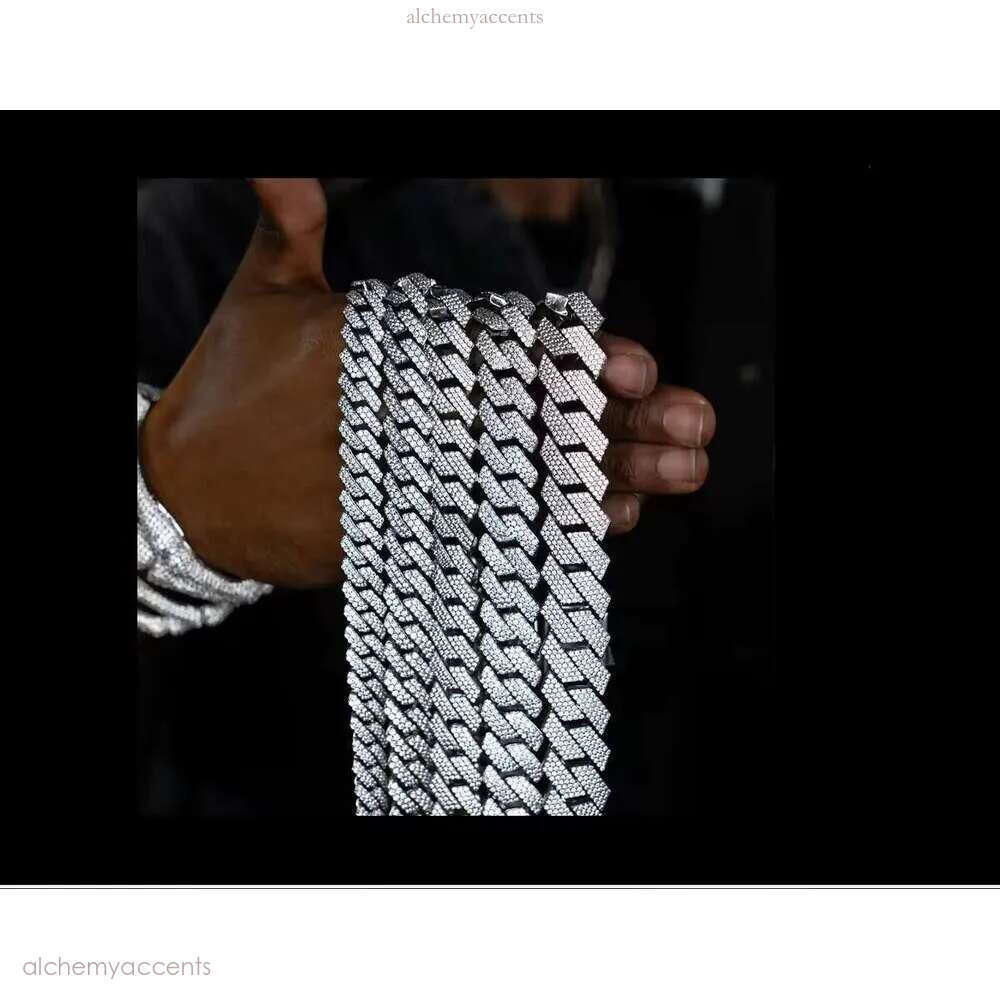 6MM Sterg Moissanite k Punk Cuban Chain Hip Hop Sier Necklace Bracelets