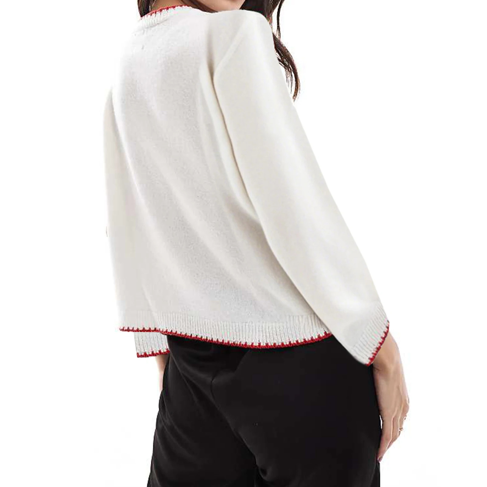 Combhasaki Women Graphic Casual Sweater Y2K Crab/Lobster Pattern Crew Neck Long Sleeve Pullover Knitwear Tops Streetwear 251105