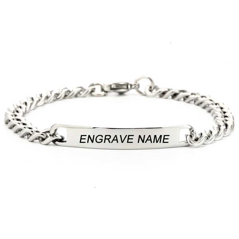 Customized Name Engrave Stainless Steel Bracelet Women Personalized Bracelets For Men Id Bracelet DropshippingT251110