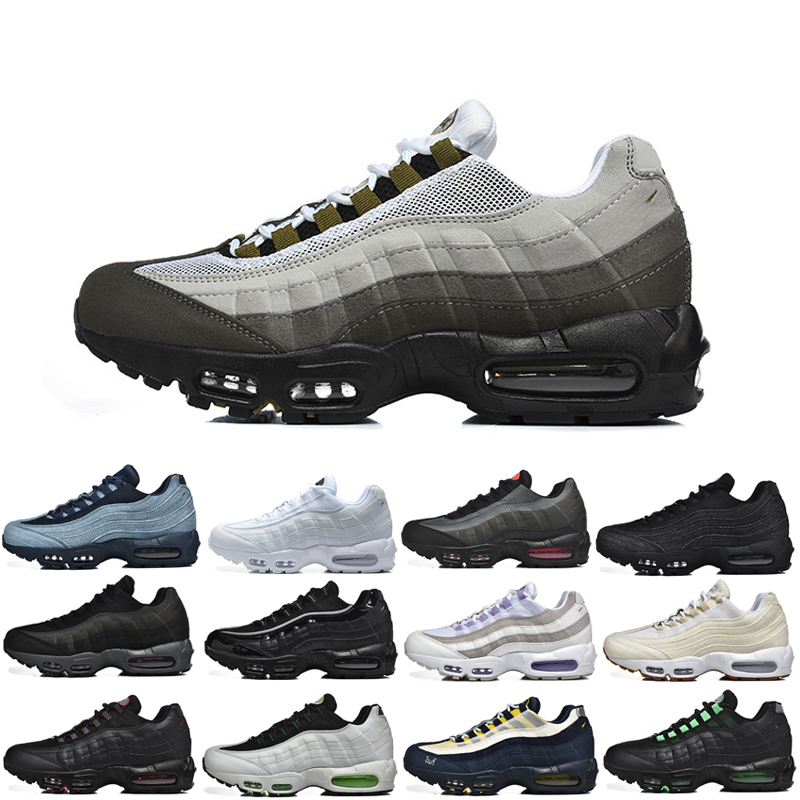 Mens 95s Neon designer Running Shoes Classic Triple Black White Yellow Cool Grey Olive Midnight Navy Men Trainers Sports Sneakers Size 40-46
