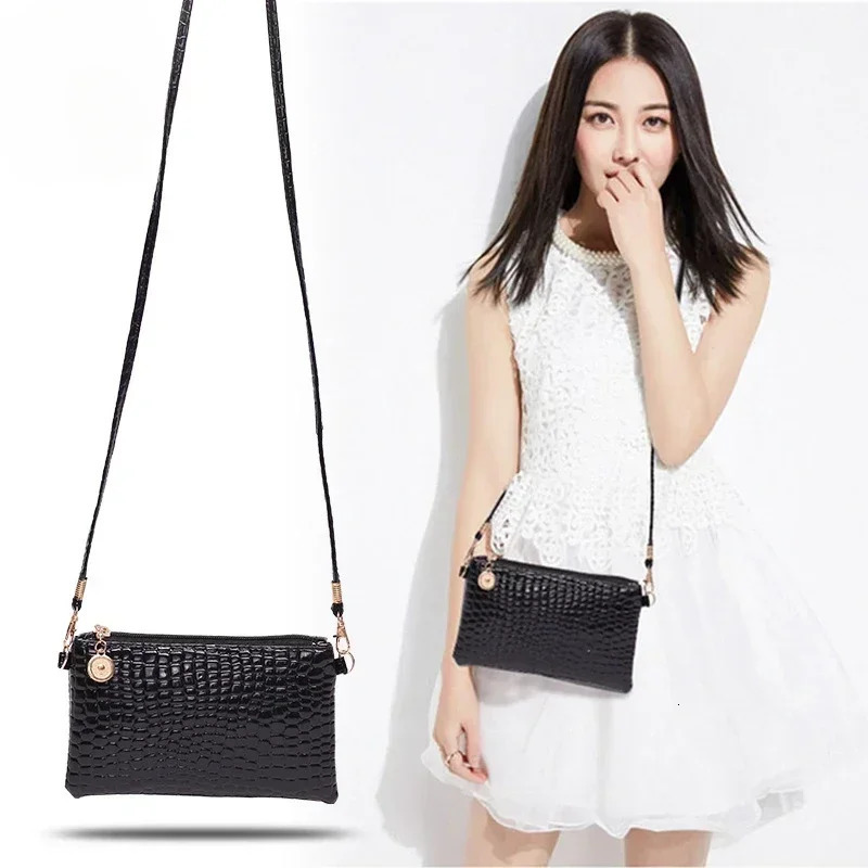 Pu Leather Small Bag 2025 Fashion Shoulder Crossbody Bag Women Crocodile Pattern Mobile Coin Purse Girls Purses and Handbags R251110