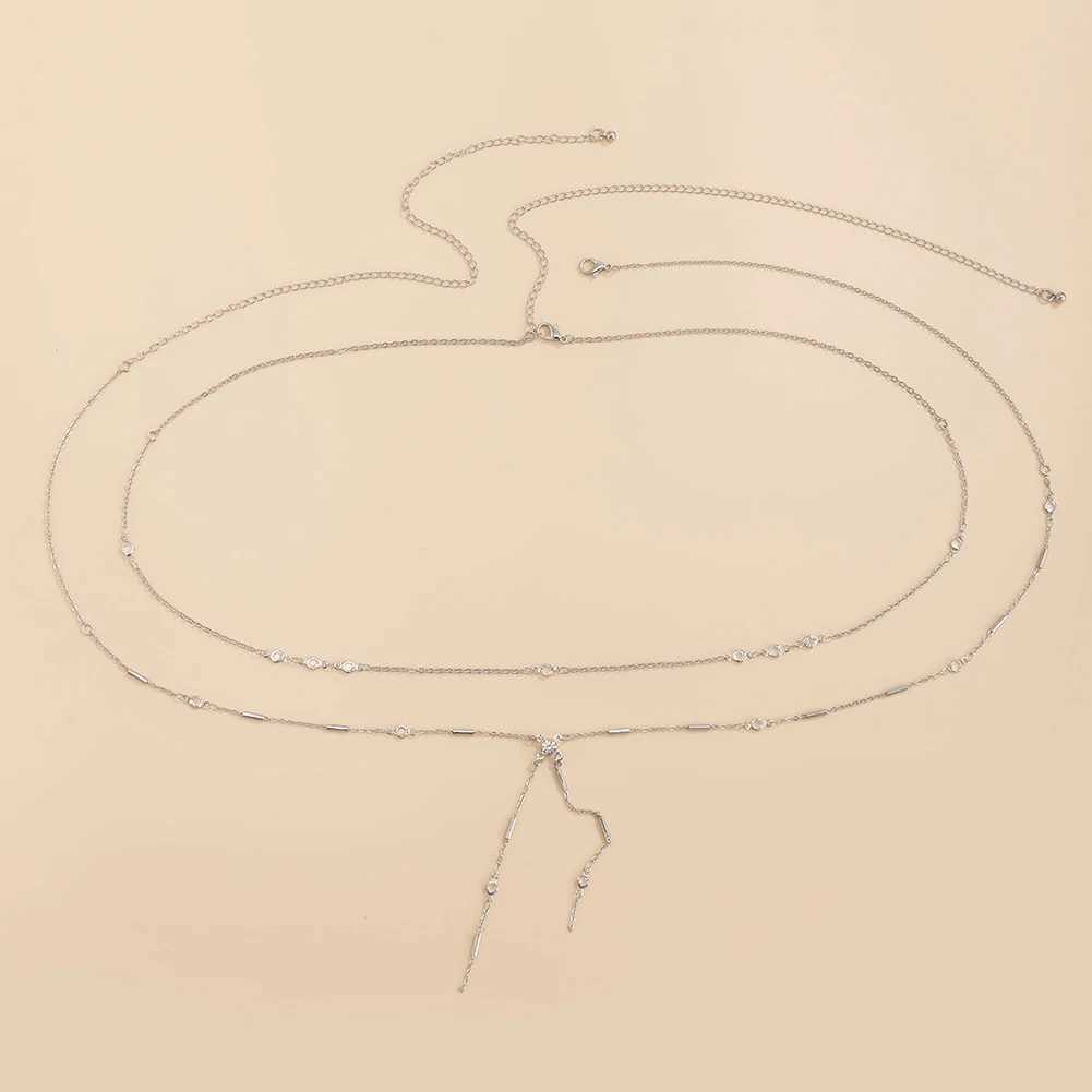 Sexy satellite thin bead belly chain stainless steel coin charm belt chain fashionable summer beach warm body jewelry X250410