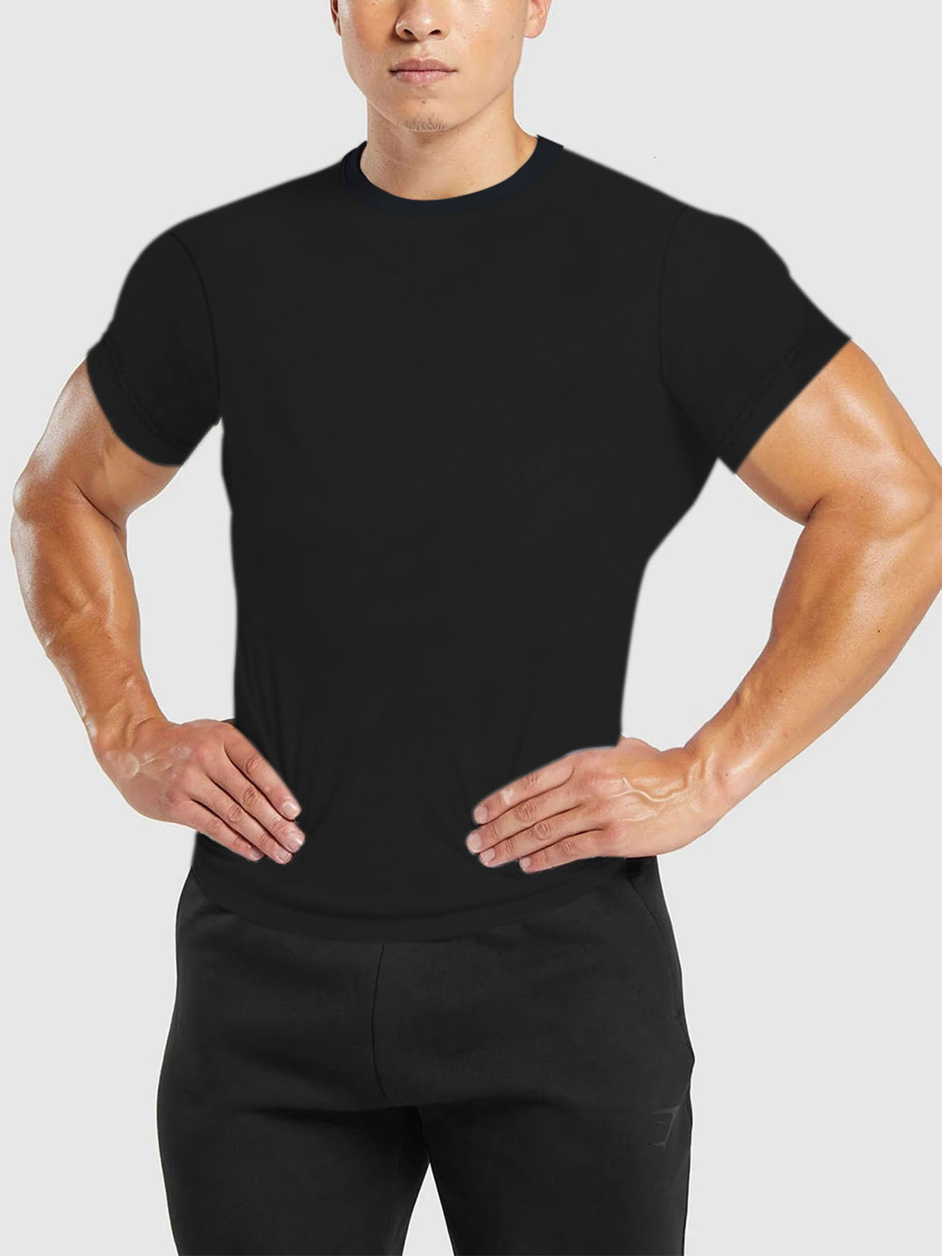 2025 Summer Mens Quick drying Round Neck Short sleeved T-shirt Basketball Training Clothing Running Sports Fitness Clothing