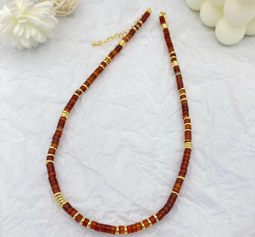 New fresh green gem beaded necklace Copper alloy Bigeville pendant adorn female girls' birthday gifts