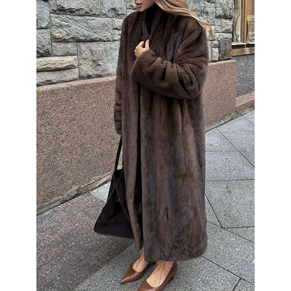 Fur Extra Autumn Color Winter Solid Coat Fashionable Warm Thick Long Sleeve Plush Jacket