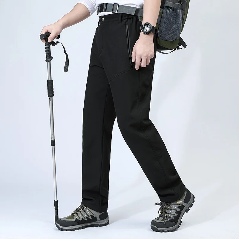 Men Autumn Winter Fleece Warm Casual Overalls Outdoor Sport Stretch Breathable Trousers Soft Comfortable Fabric Long Pants 251106