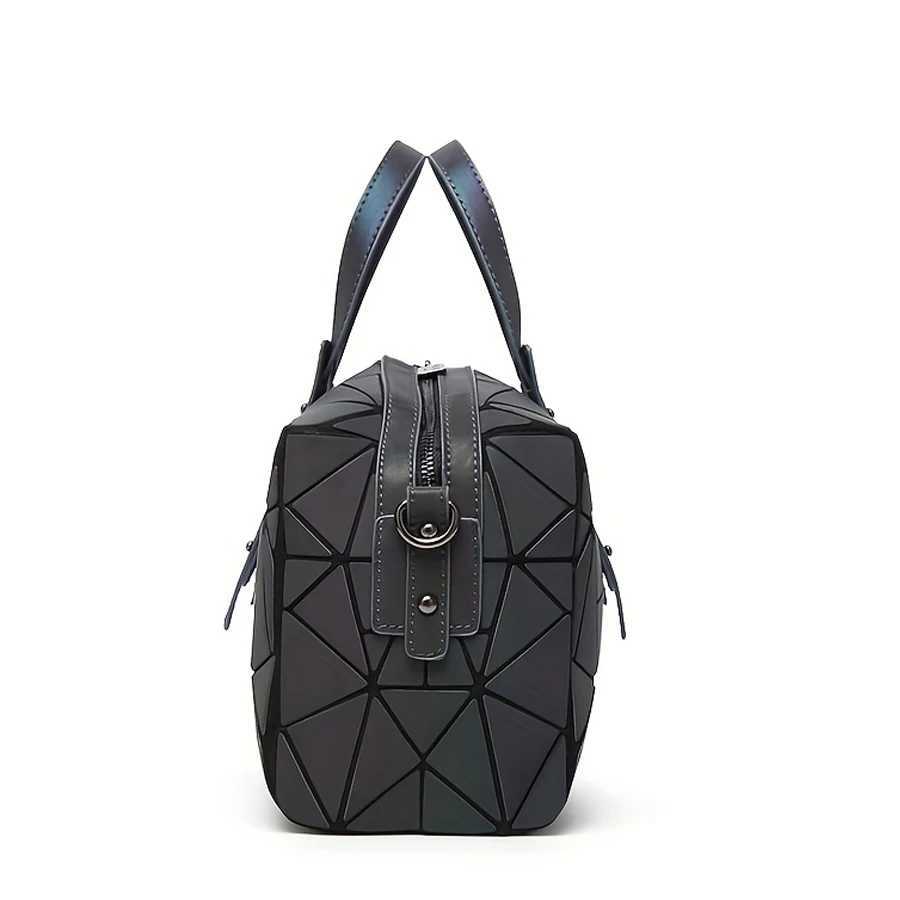 Ladies geometric diamond handbag luminous shoulder bag large-capacity Boston bag foldable women shoulder crossbody bag K251110