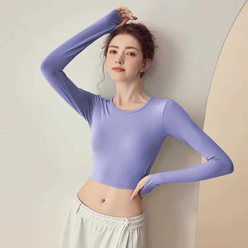 High end backless hollow long sleeved yoga sports top with padding quick drying and tight fitness T-shirt sexy yoga shirtXJ250410