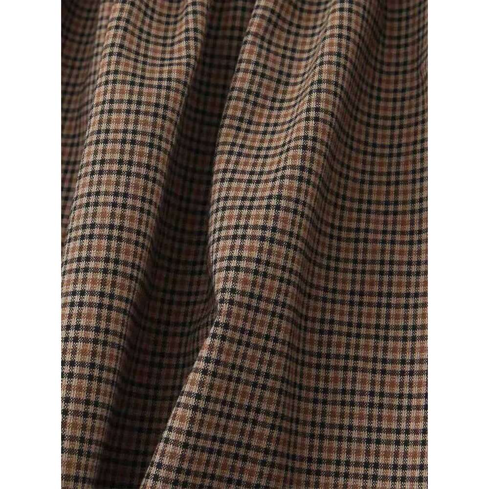 European And American Style Winter New Fashion Trend Women's Clothing Design Sense Plaid Small Round Lapel Dress