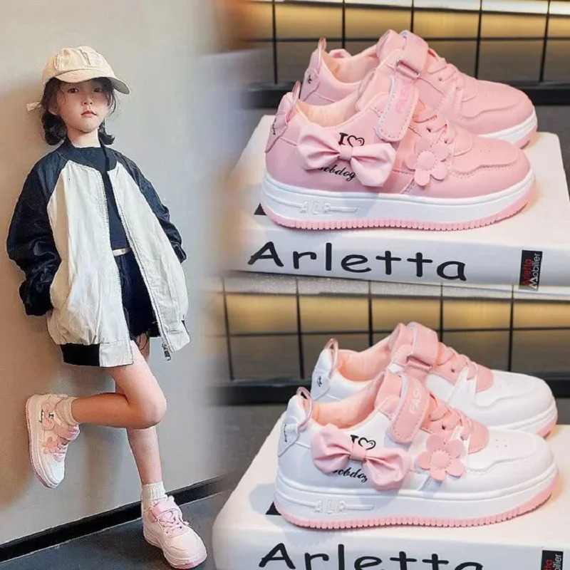 Teenagers outdoor sneakers Student girls cute bow sports shoes Comfortable soft sole running shoes casual tennis shoes a251110
