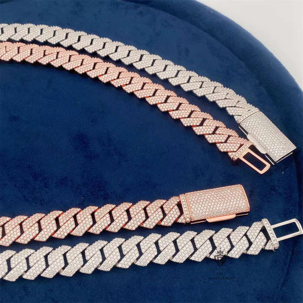 Luxury 15mm Cuban Link Chain S925 Fine Jewelry VVS Moissanite Diamond Necklace with Hip Hop Style From Miami