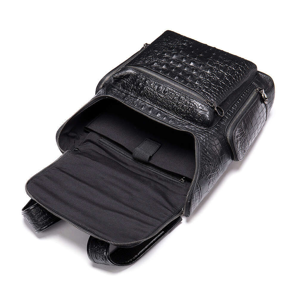 Border New Crocodile Pattern Genuine Leather Men S Bag Casual Fashion Trend Cowhide Travel Backpack High Quality