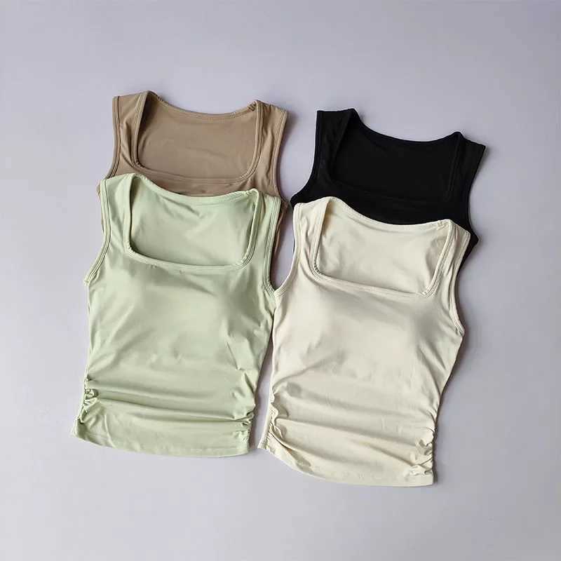 Square collar fixed one-piece sports vest suitable for womens running breast series cross shaped fitness bra Pilates yoga set summerXJ250410