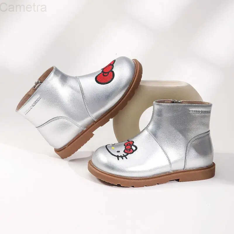 Sanrio Girl Hello Kitty Kawaii Lightweight Fashion Soft Sole Leather Boots Student Cartoon Winter Child Casual Shoes New Style H251110