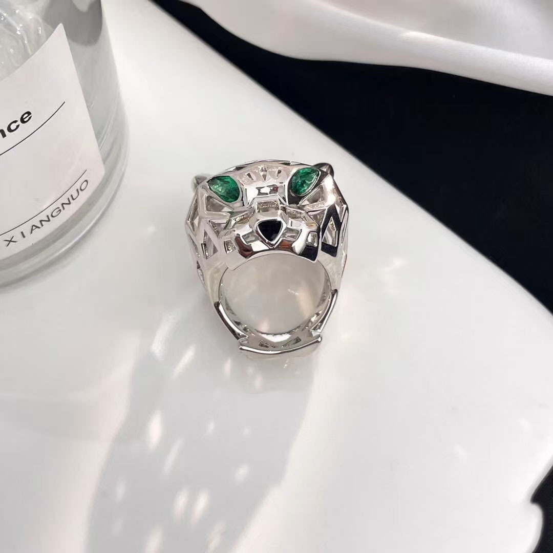 Cross Border European And American Fashion Rings Charming Designer Rings Cool Hollow Green Eyed Tiger And Leopard Head Rings Fashionable Jewelry