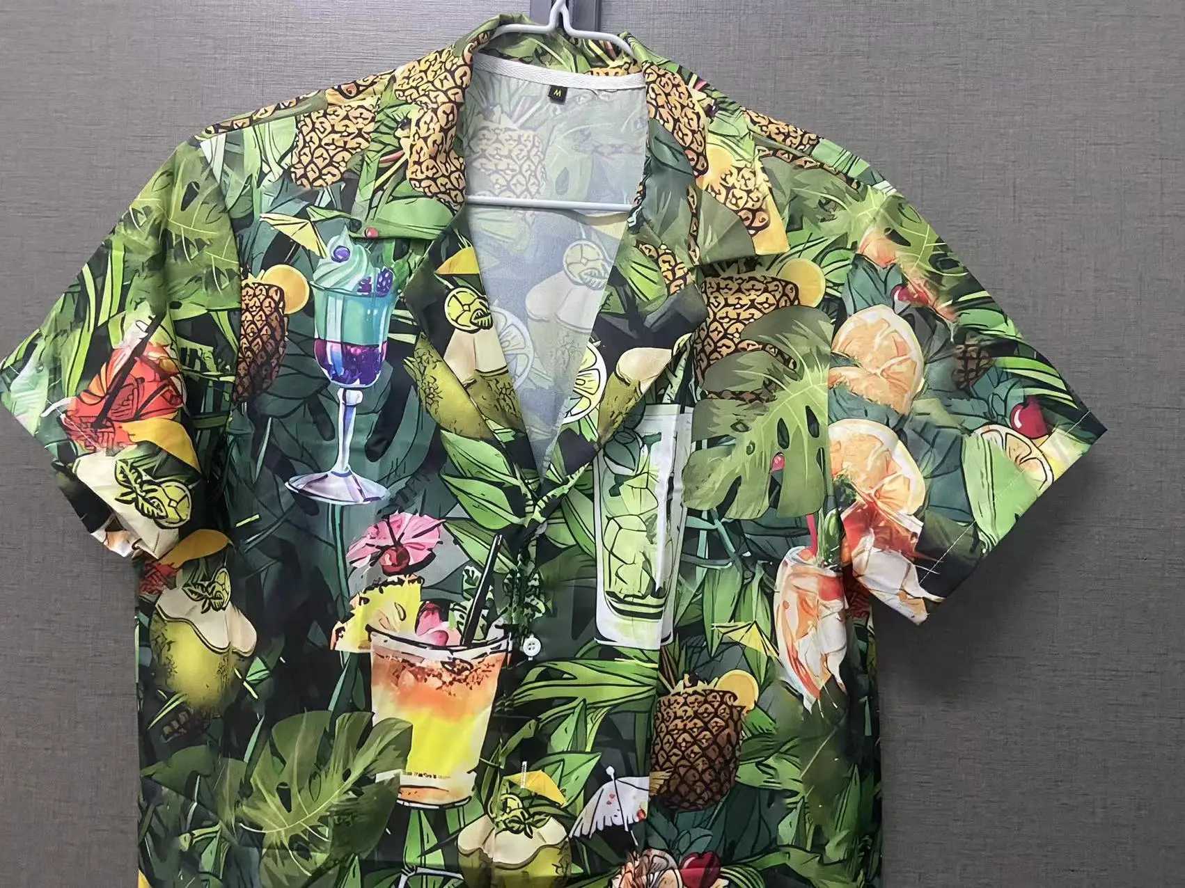 New mens 3D printed parrot short sleeved Cuban V-neck oversized Hawaii summer holiday beach top mens clothing X250410