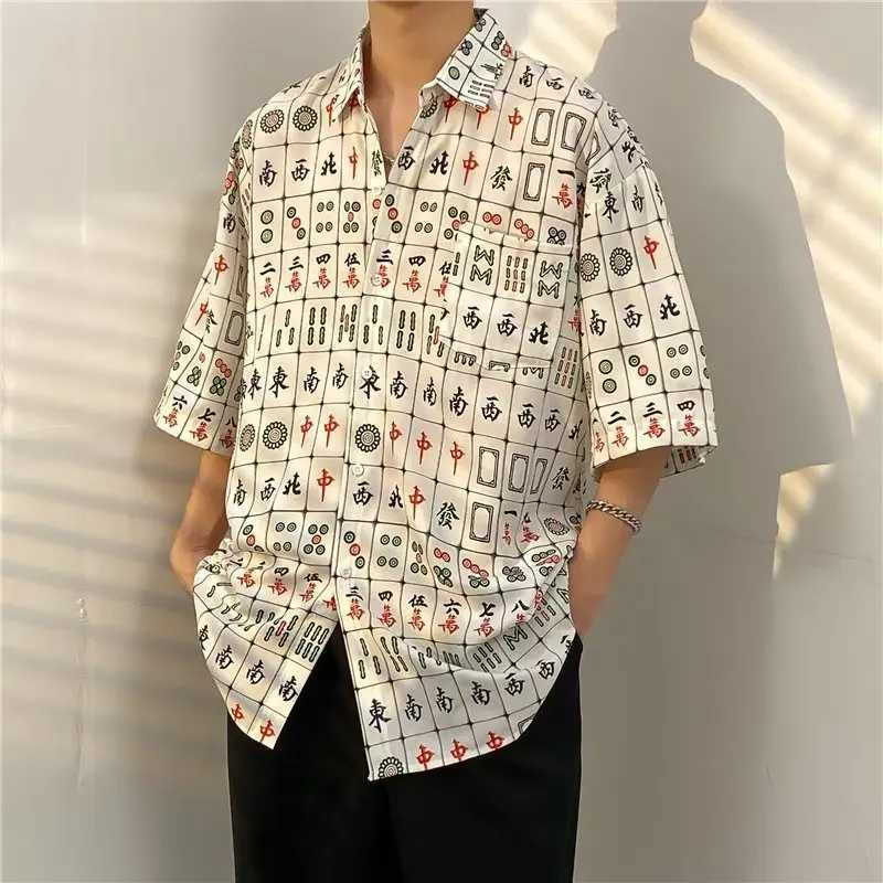 Mens short sleeved shirt with tropical print Hawaiian summer shirt large size beach party vacation casual clothing X250410