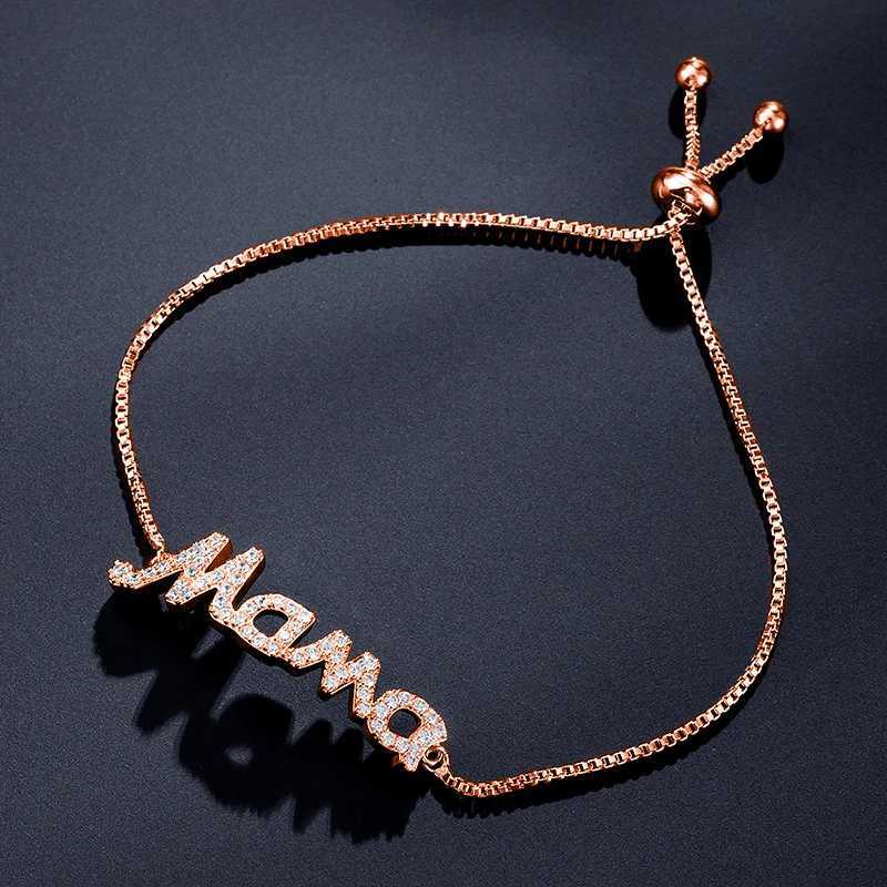 Exquisite Mama Letter Bracelet For Women Sparkling Crystal Zircon Adjustable Chain Bangle Mothers Day Mom Birthday Jewelry GiftT251110