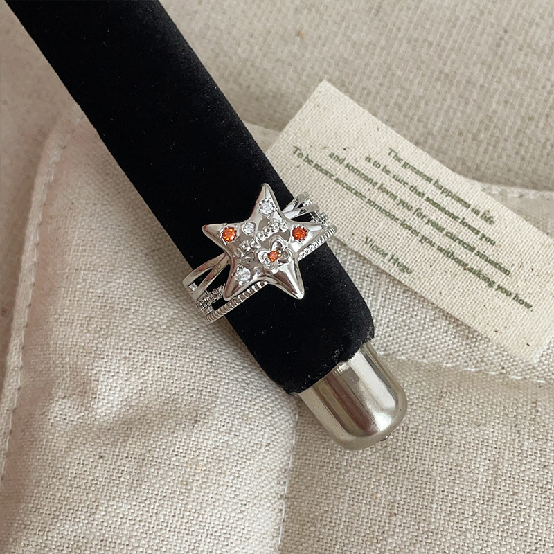 High-end Colorful Fashion Ring Rhinestone Starry Sky Open Designer Ring Ring For Women Unique Personality Fashion Trend Ring