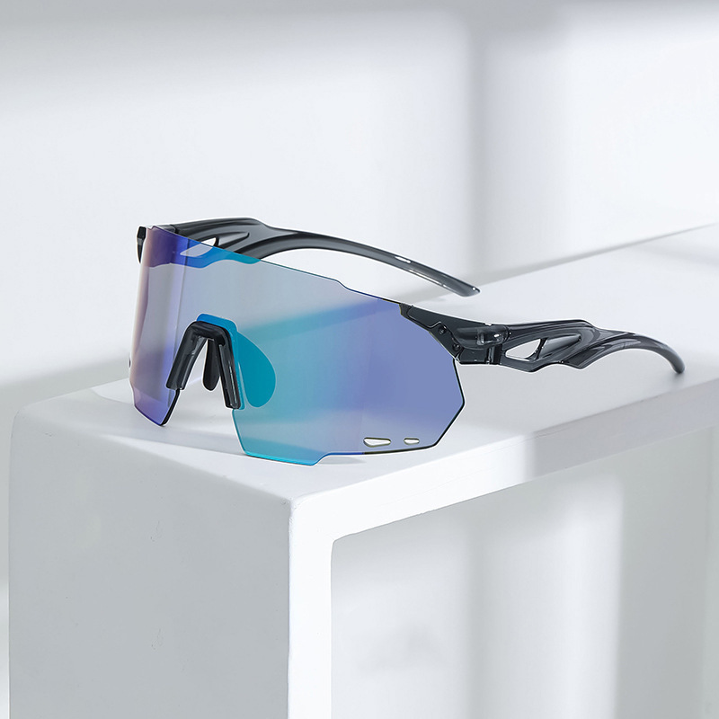 New Fashionable Cross-Border Vibrant Windproof Cycling Sunglasses Outdoor Oversized Frame Photochromic UV-Protective Sports Sunglasses for Women