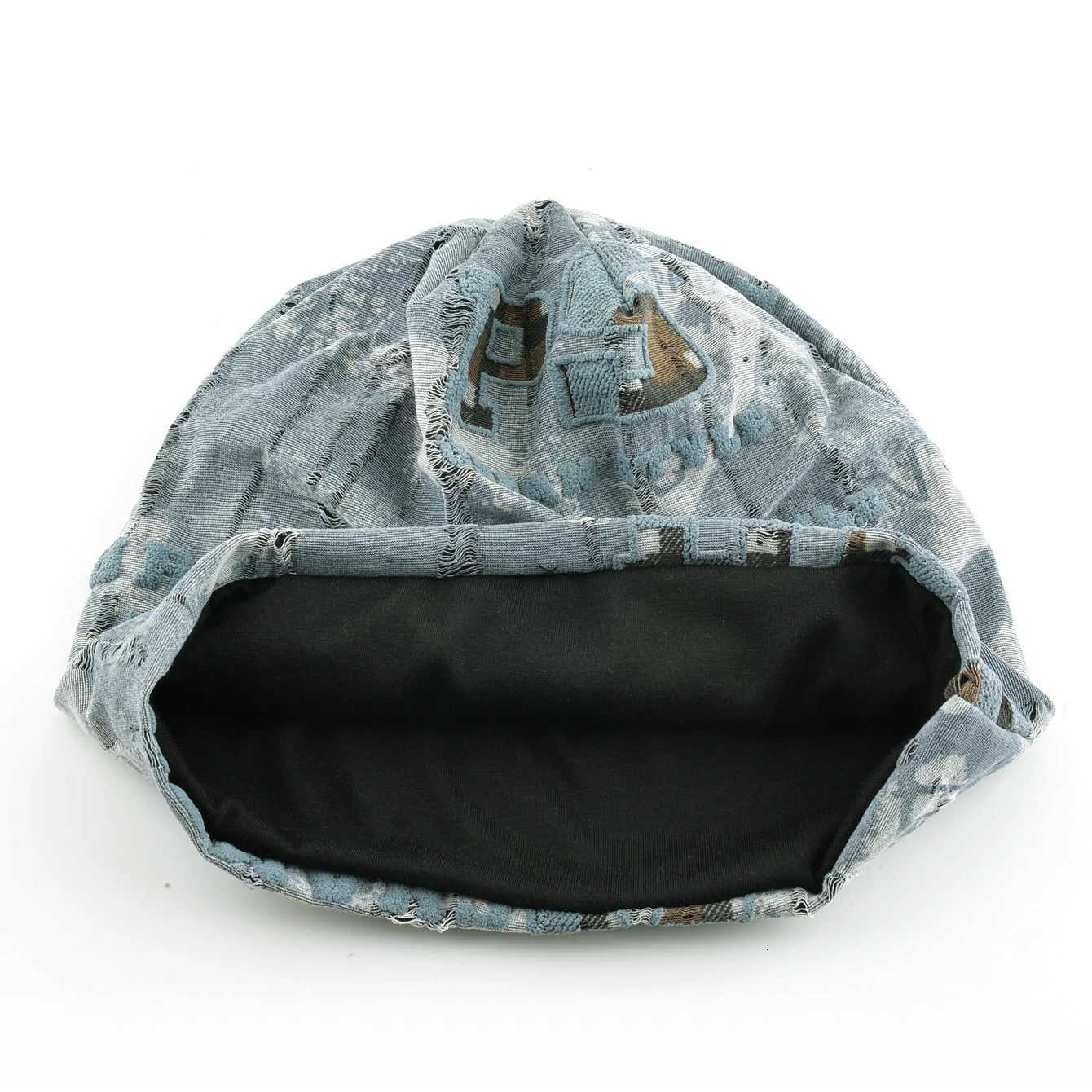 Vintage Distressed Tie-dye Beanie Women Foam 3D Letter Printing Hats Men Spring Fall Skullies Beanies Winter Warm Fleece-linedXJ251110