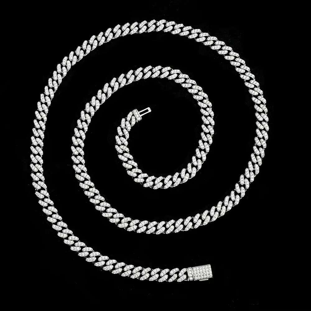 Ready to ship 6mm wide pearl hip moissanite Miani hop Cuban jewelry necklace sier plated white gold 22/24 inches