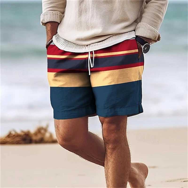 New Fashion Mens Beach Shorts Street Hip Hop Striped Printed Shorts Gym Pants Super Ice Summer Hawaiian SwimsuitW250410