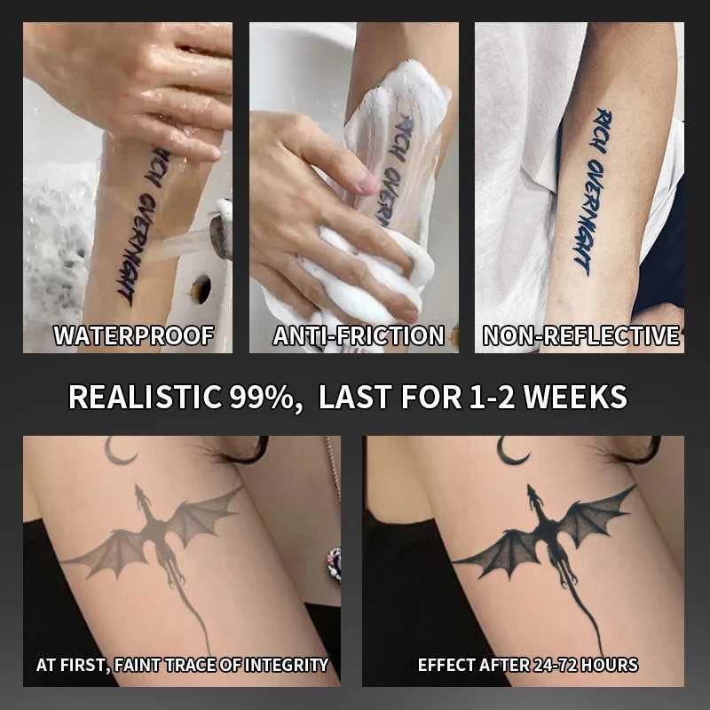 1 temporary tattoo sticker for dragon and moon protection waterproof for one to two weeks suitable for arms and legs. W250410