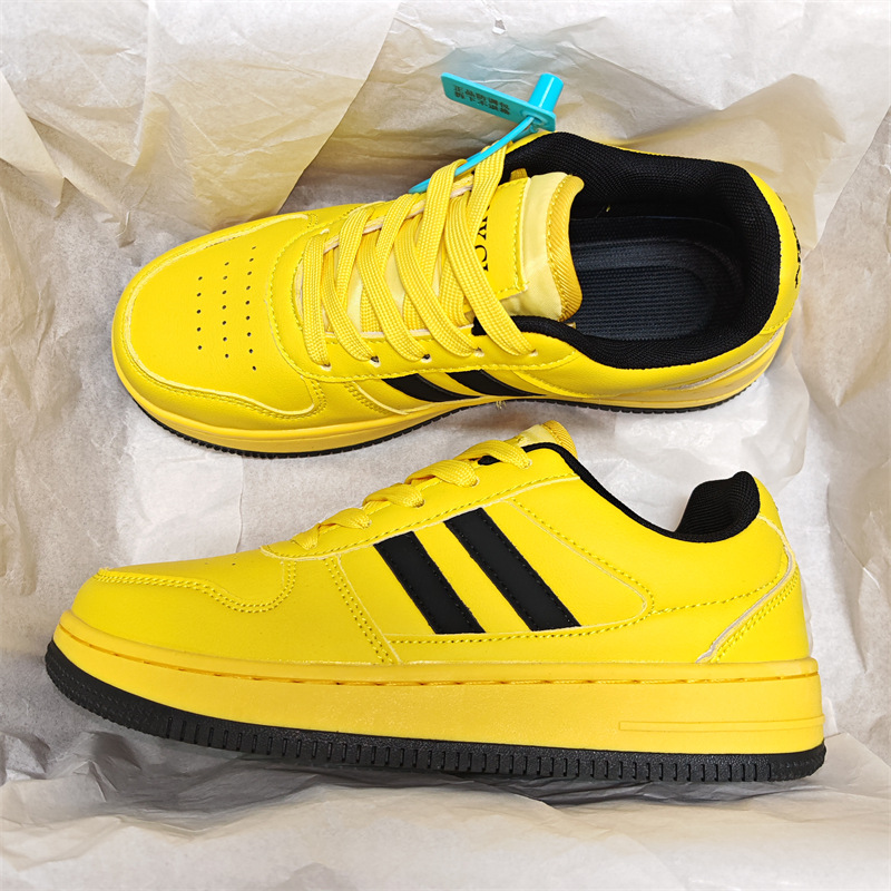 Free shipping Yellow black color matching skateboard shoes versatile for couples super soft casual sports thick soled casual shoes