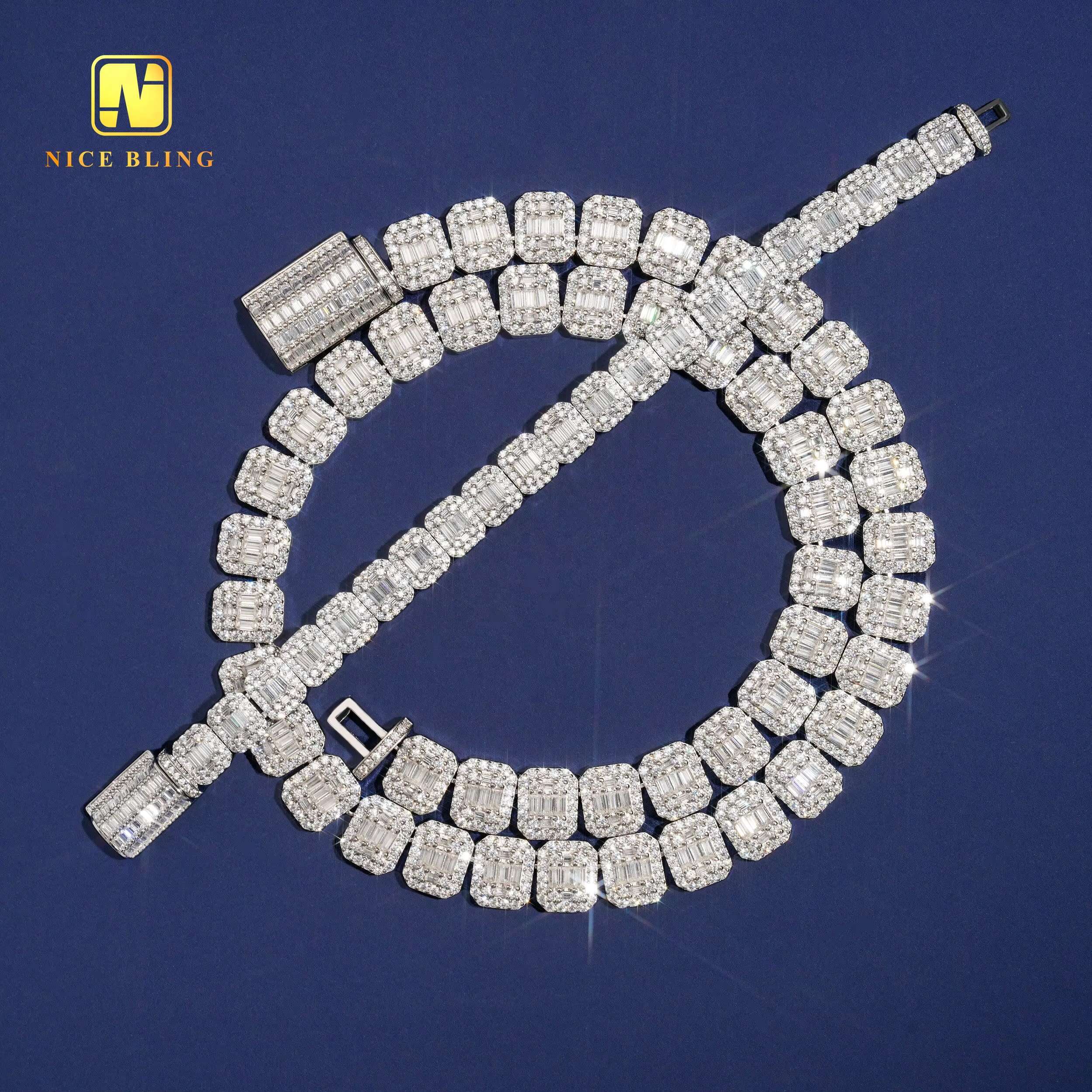 Guangzhou Shiny High Quality Hip Hop Ice Cold Jewelry Necklace Square French Long Stick Tennis Chain