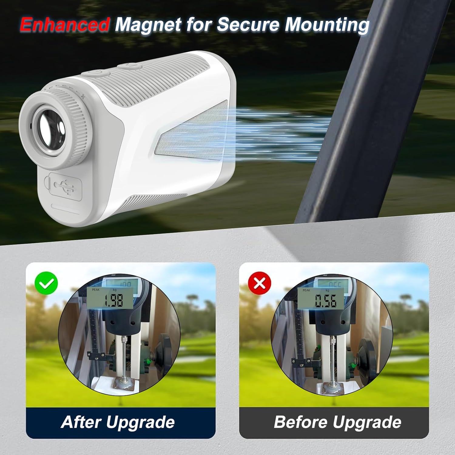 AquilaPro 1090Yards Mini Golf Rangefinder with Slope Compensation, 6X Magnification, Type-C Rechargeable Golf Range Finder with Flag Lock Vibration, M