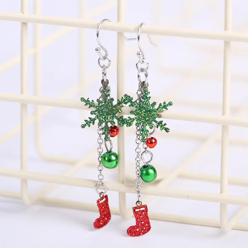 Merry Christmas Fashion Snowflake Boots Long Tassel Dangle Earrings For Women Shiny Zircon Snowman Xmas Tree Earring Jewelry 251031