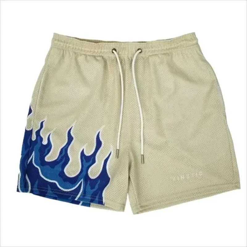 New childrens flame printed sports shorts sportswear fitness shorts jogging shorts summer sports net shorts X250410