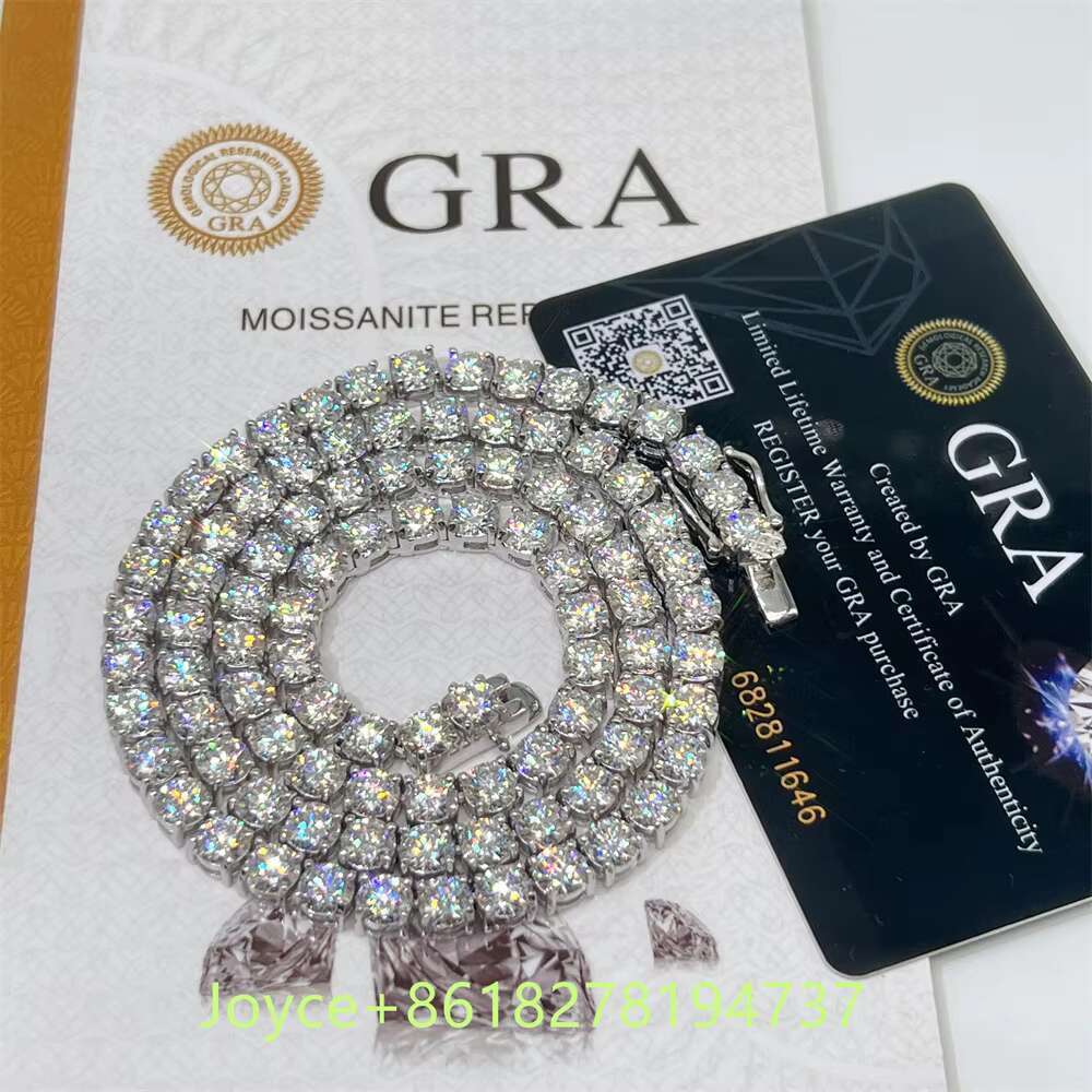 2022 Fashion New Design Necklace 925 Sterling Silver 5mm Vvs Moissanite Tennis Chain