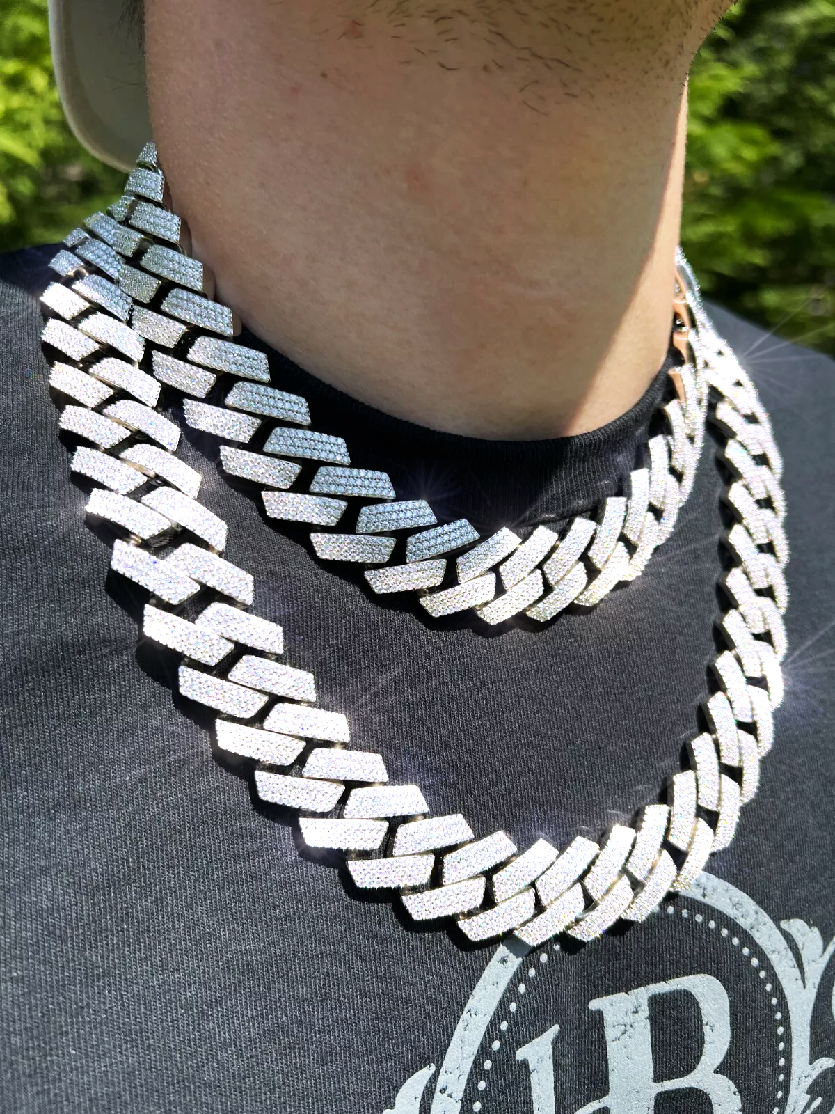 20mm Width & Durable VVS MoissaniteRapper Style Cuban K-ChainPendant Necklace - Large