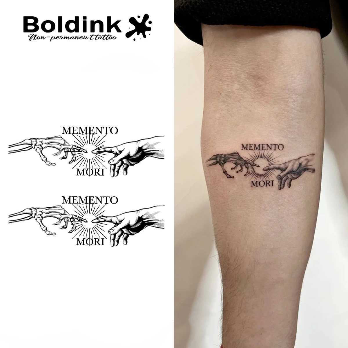 Boldink Memento Mori Hand Temporary Tattoo Lasting for 15 Days with New Technology Waterproof Semi Permanent Stickers W250410