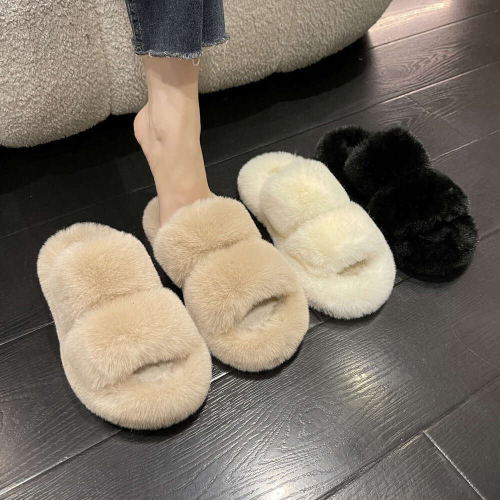 Woman Sandals Internet Celebrity Flat Bottom Hairy Spring And Autumn Wear Thick Soled New Fashionable Sponge Cake Fairy Cotton Slippers For Women S Fa