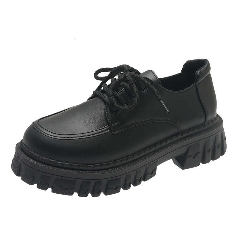 Woman Sandals Autumn And Winter New Black Versatile Thick Soled Casual For Women British Style Fashionable Lace Up Single Shoes JK Academy