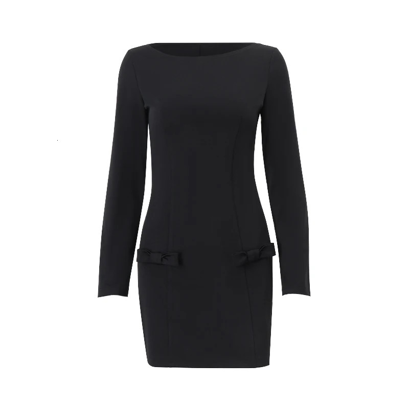 Where Mery Women Tempering Soild Mini Dresses Y2K Ruffle Pockets Long Sleeve High Waist Bodycon Girls Dress Sexy Formal Clothes 250403