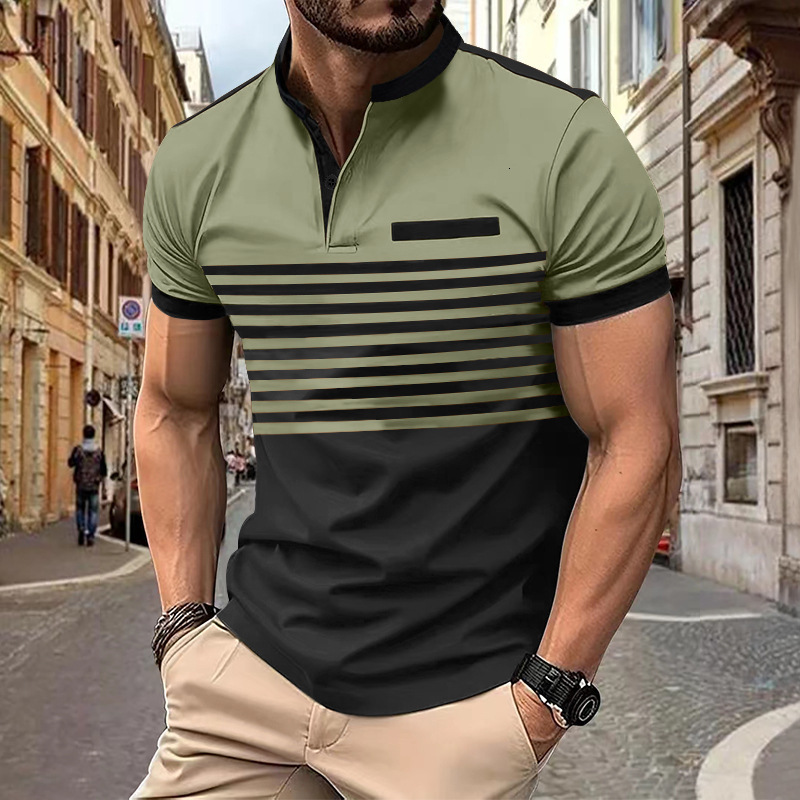 Ins2025 Summer Sale Paul Shirt Mens Printed Striped Polo Shirt Short Sleeve T-shirt
