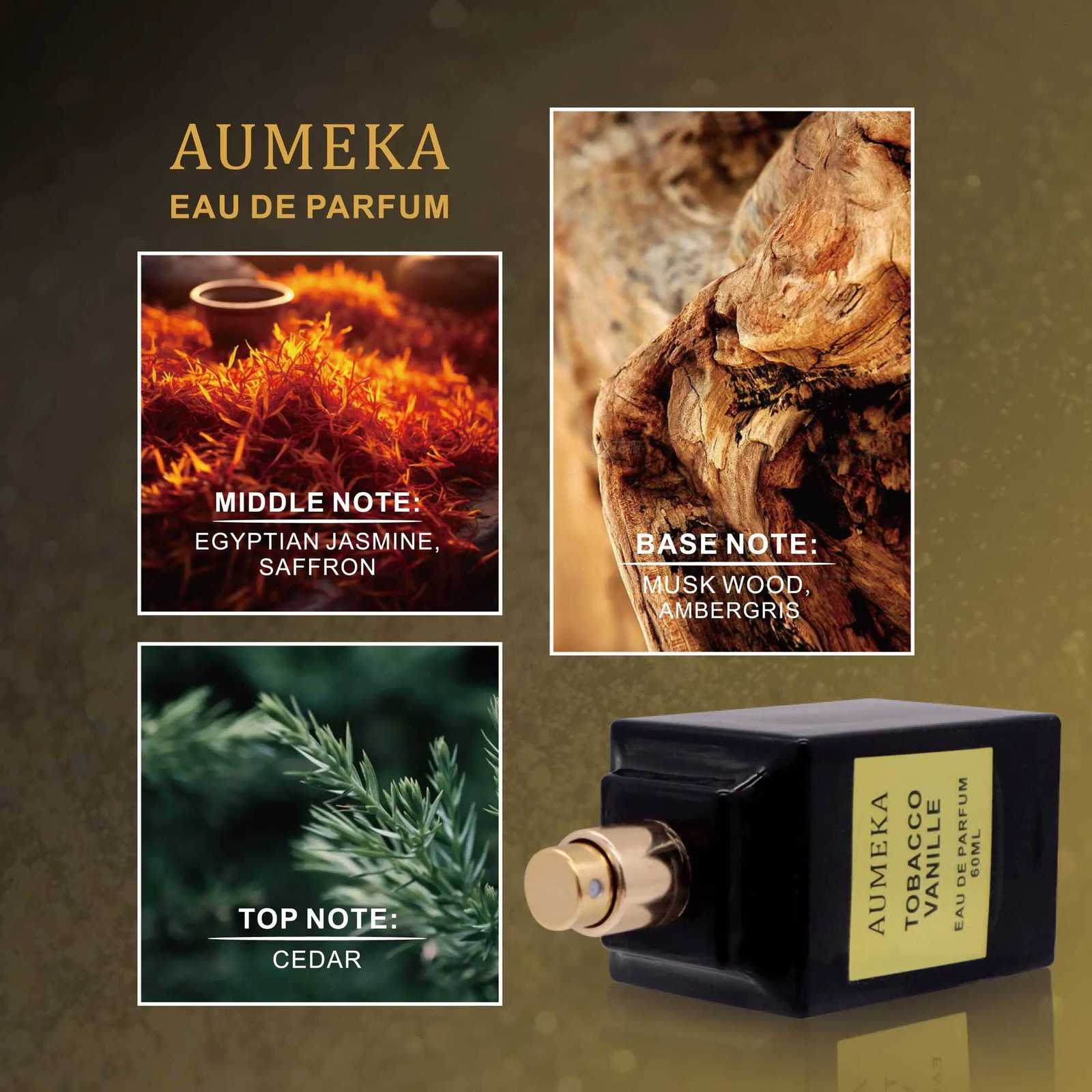 AUMEKA Perfume For Men Luxury Arabes Tobacco Vanille Oriental Spicy Eau De Parfum Man Gift Makeup 60ml AU0451 X251110