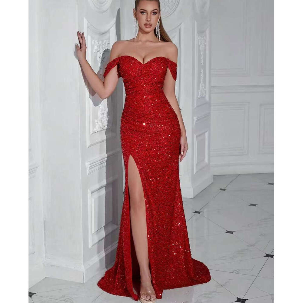New Sequin Slit Women's Casual Fashion Party Gown Long Mermaid Night club maxi dress SEXY DRESSES FOR WOMEN